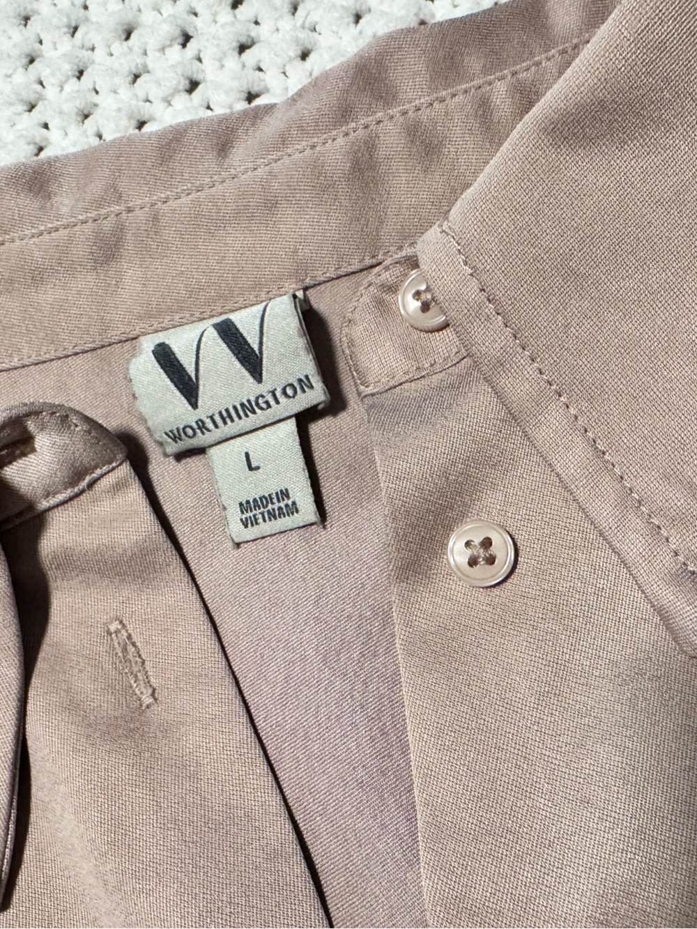 Worthington Beige Button-Up Blouse